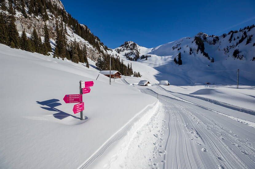Zoom: Familienausflug Schneeschuhlaufen Stockhorn. Mach dich auf den Weg, um mit den Schneeschuhen das tief verschneite Stockhorngebiet zu entdecken. Ob alleine oder in der Gruppe auf einer geführten Tour, die weiss glitzernde Winteridylle wird dich verzaubern!